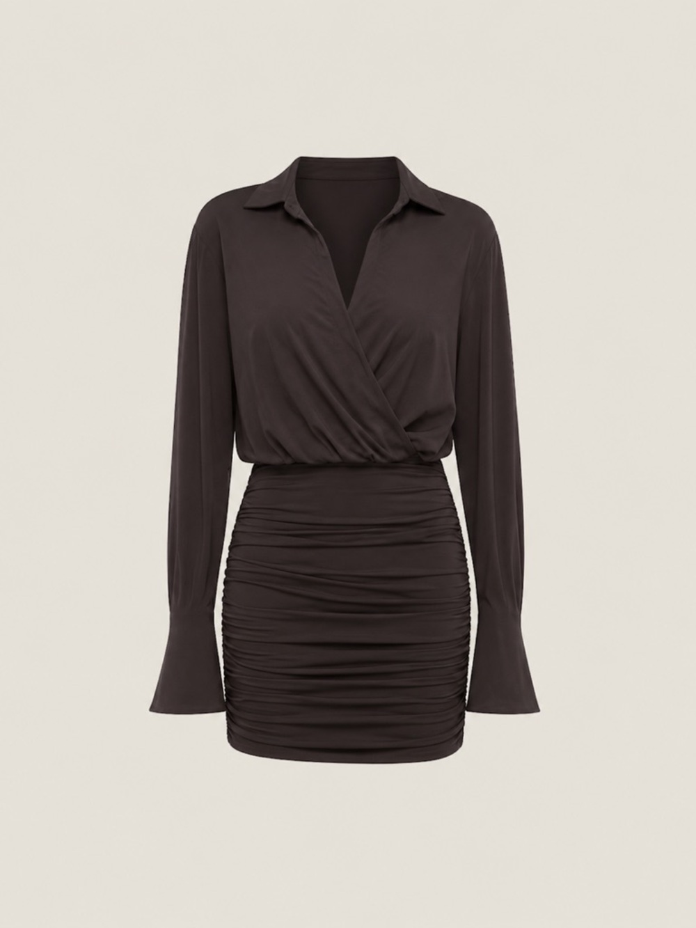 NWT Dynamite Brown Sculpt Mini Shirt Dress | Size XXS